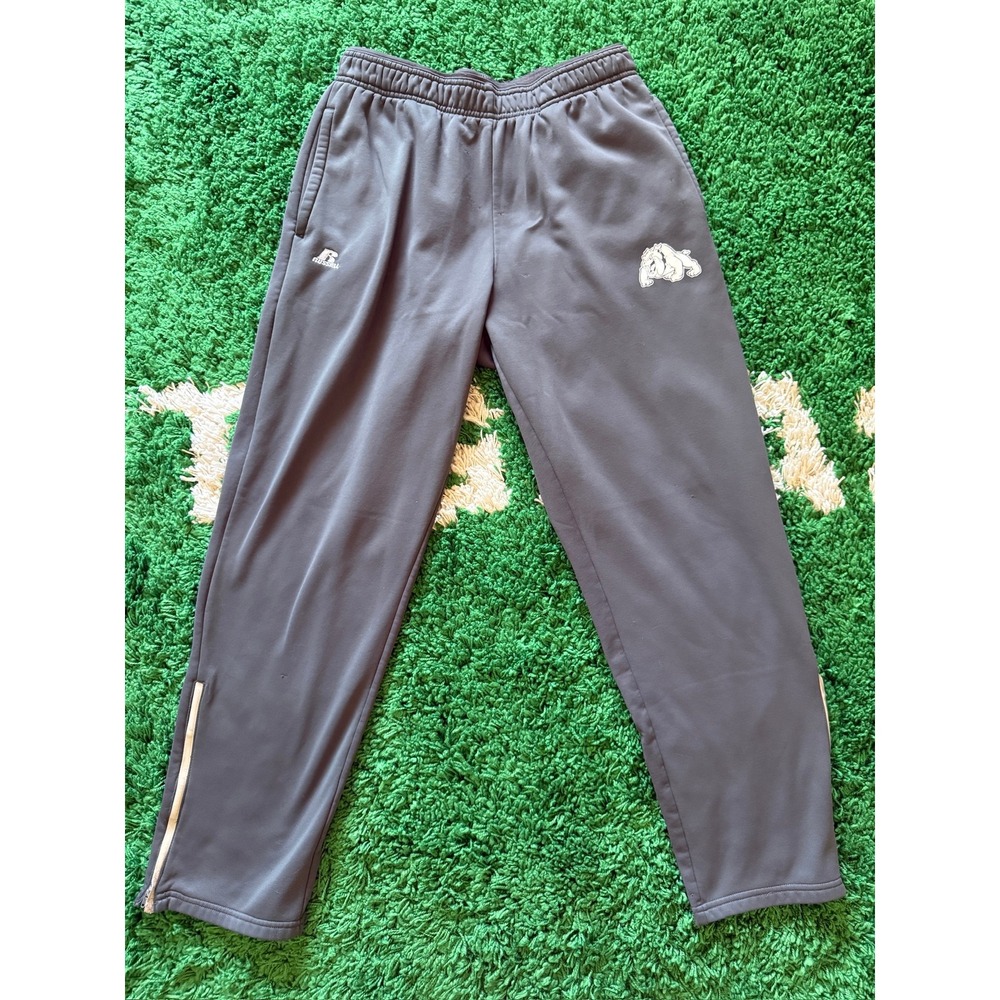 Russell Athletic Mens Dri-Power Gray Bulldog Sweatpants Joggers Ankle Zip Size M